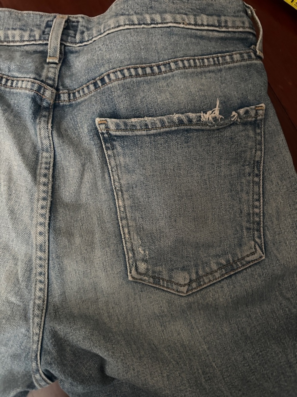Citizens Of Humanity Distressed Denim Cropped Flare Jeans Pink Floral Side Trim - Picture 6 of 15